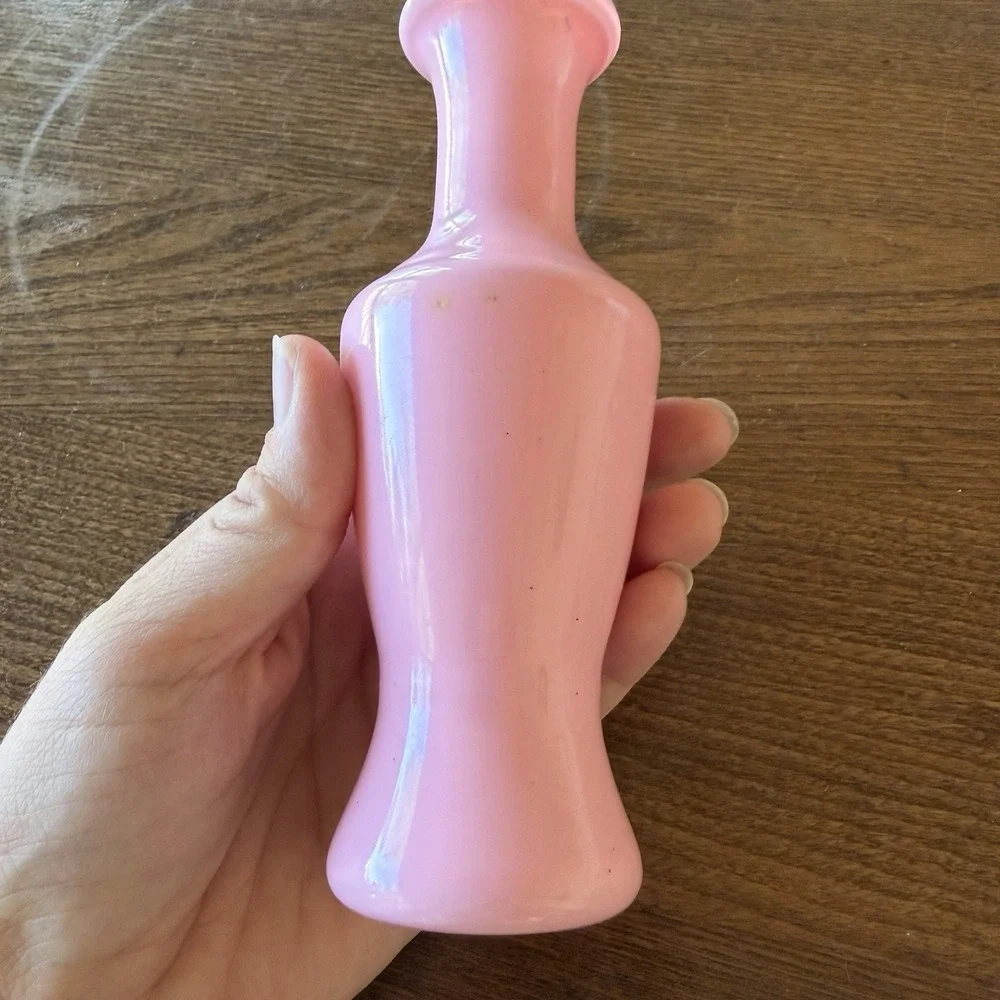 Vintage Coquette Pink Cased Glass Bud Vase MCM Flared Rim Floating Art Glass